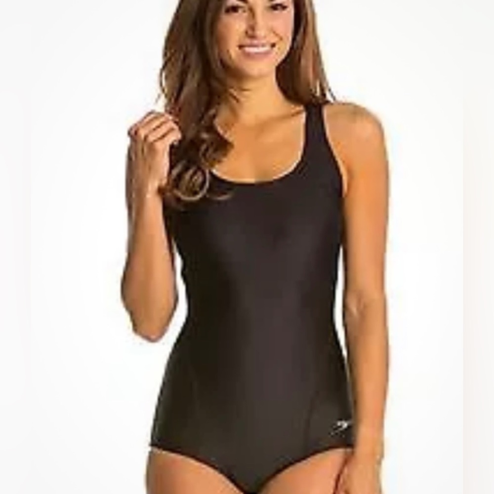 Speedo Women powerflex Conservative Ultraback Black Swimsuit Sz#16 New